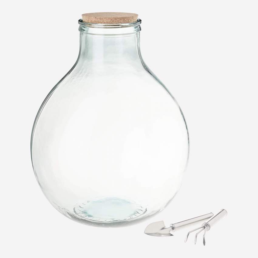 Kit terrarium de vidrio reciclado 25L - Transparente