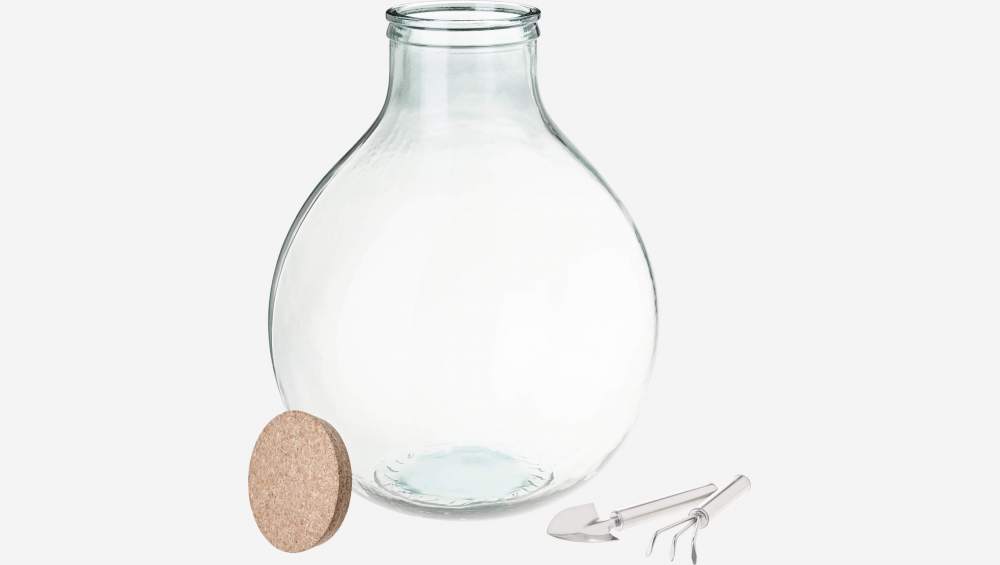 Kit terrário de vidro reciclado - 25L - Transparente