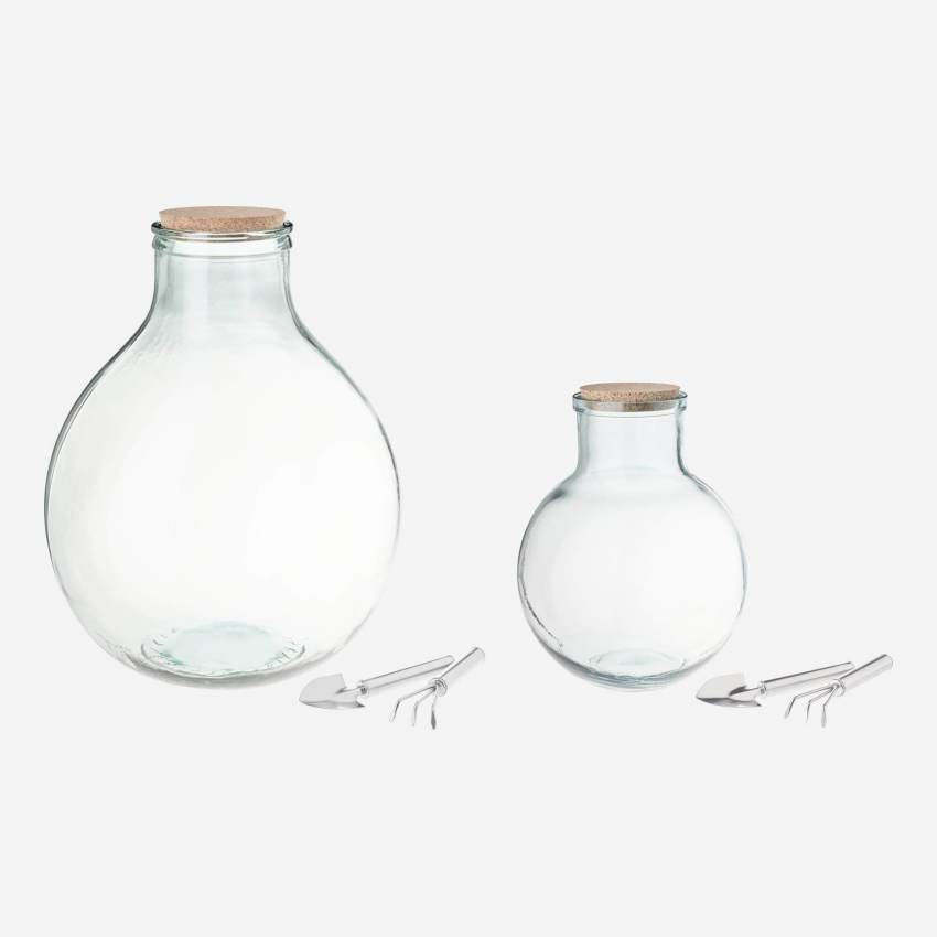 Terrarium-Set aus Recyclingglas - 25 L - Transparent