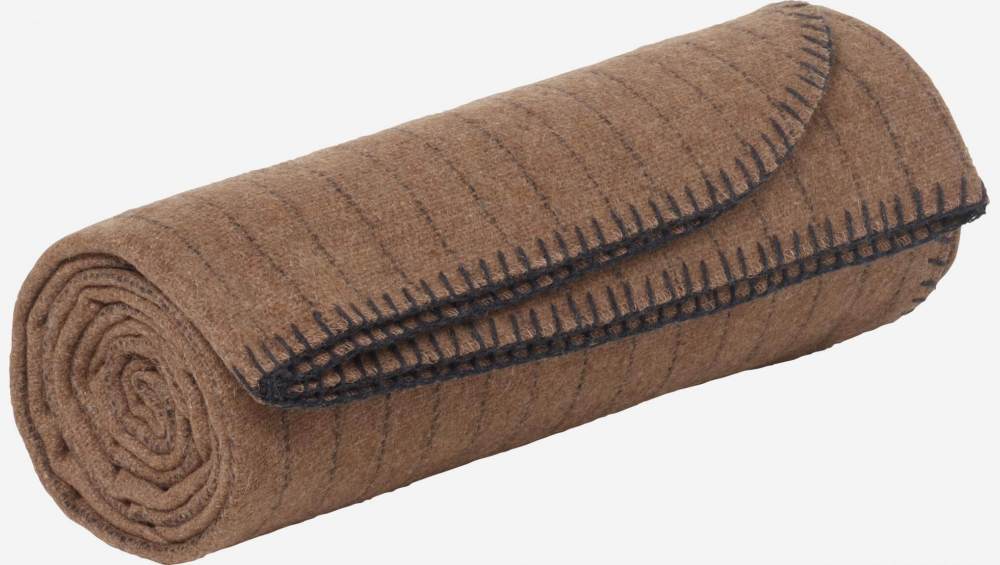 Plaid en laine - 130 x 170 cm - Marron foncé