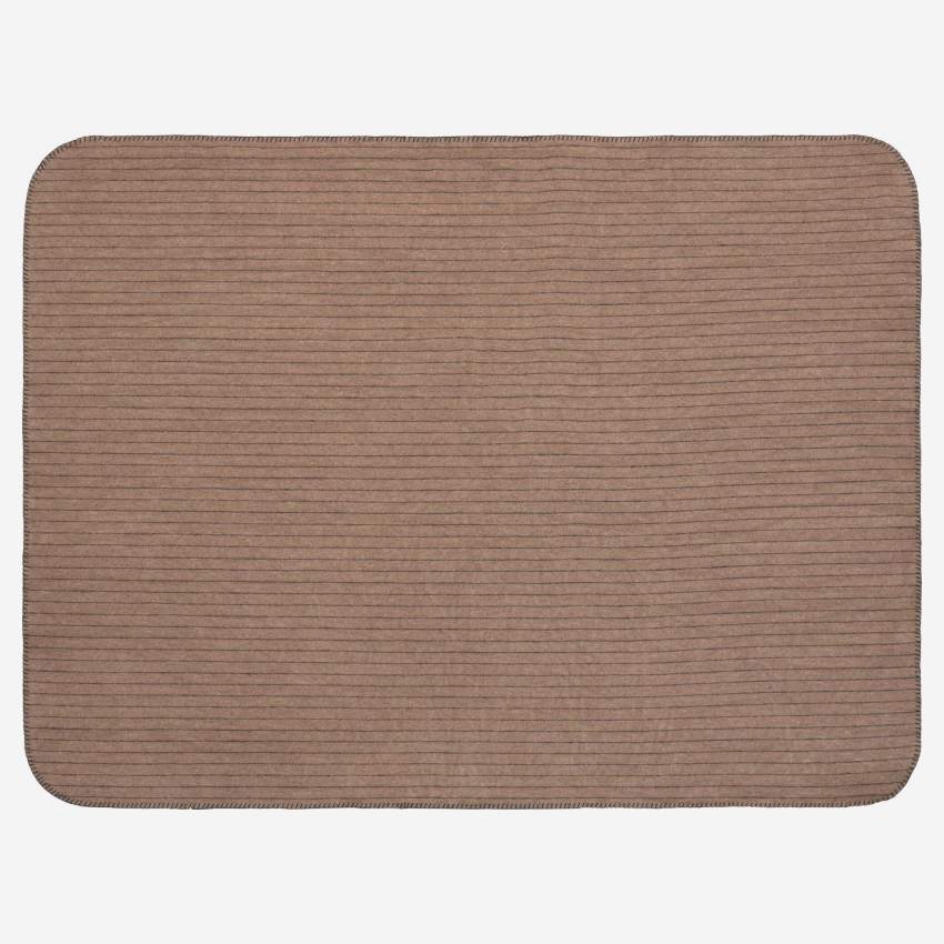Plaid de lana - 130 x 170 cm - Marrón oscuro