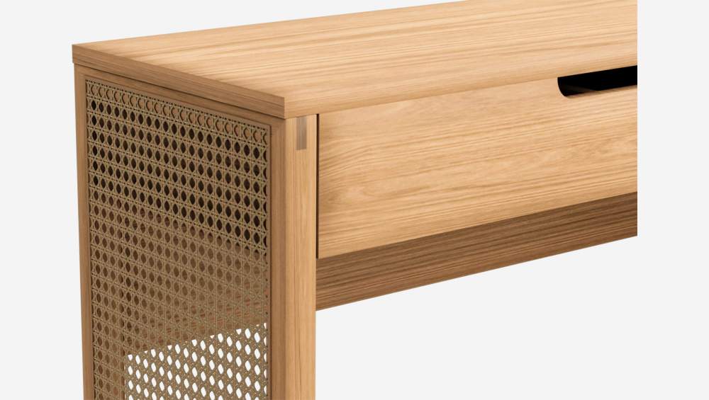 Console van eikenhout en rieten vlechtwerk - Design by Habitat Design Studio