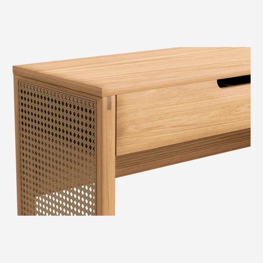 Console van eikenhout en rieten vlechtwerk - Design by Habitat Design Studio