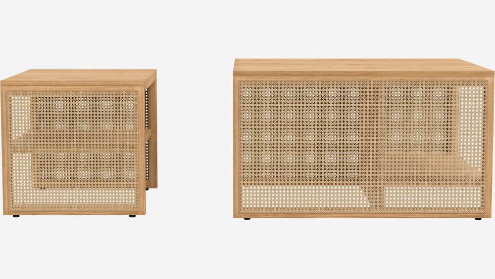 Tables basses gigognes en chêne et cannage en rotin - Design by Habitat Design Studio
