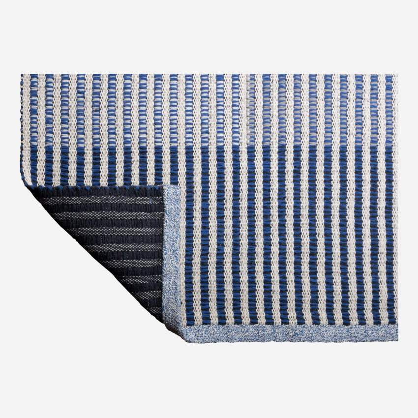 Tapis réversible en laine tissé main - 170 x 240 cm - Bleu - Design by Floriane Jacques