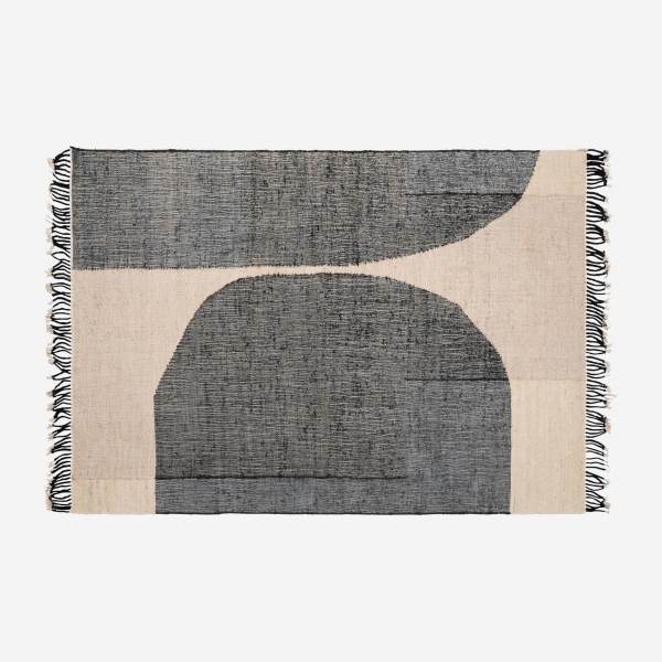 Handgewebter Teppich aus Jute und Baumwolle - 170 x 240 cm - Motiv