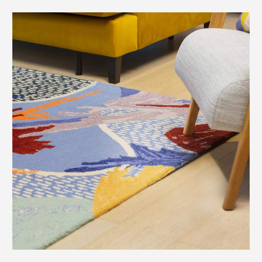 Handgewebter Teppich aus Wolle und Baumwolle - 170 x 240 cm - Motiv by Floriane Jacques