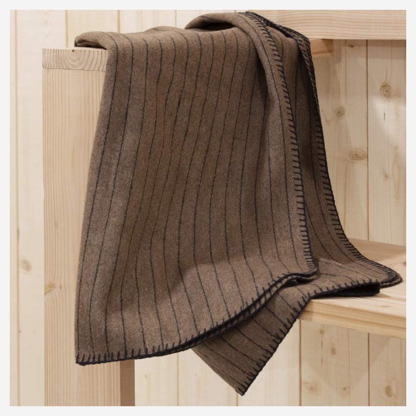 Plaid de lana - 130 x 170 cm - Marrón oscuro