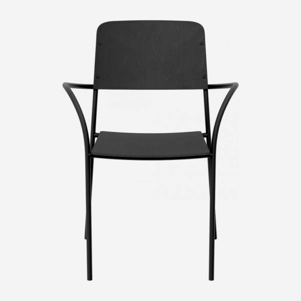 Cadeira em carvalho e metal - Preto - Design by Christian Ghion
