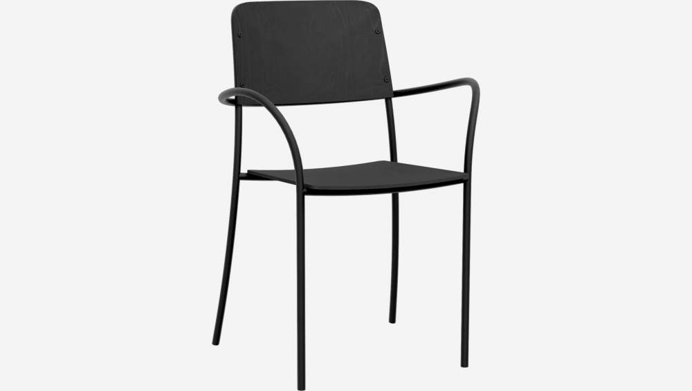 Stuhl aus Eiche und Metall - Schwarz