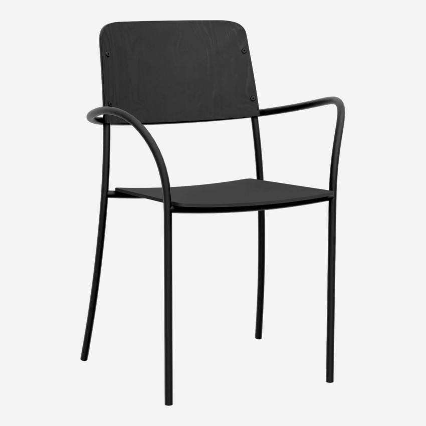 Stuhl aus Eiche und Metall - Schwarz