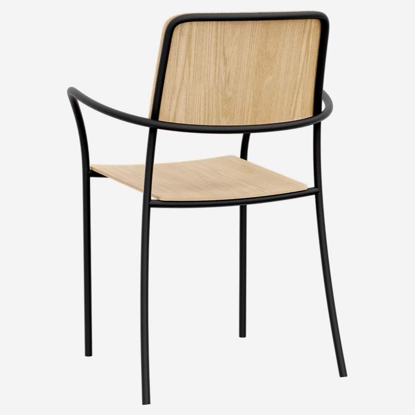 Stuhl aus Eiche und Metall - Naturfarben
