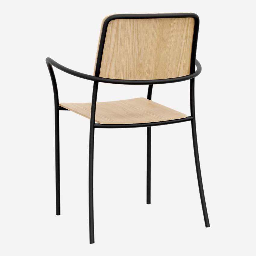 Cadeira em carvalho e metal - Natural - Design by Christian Ghion