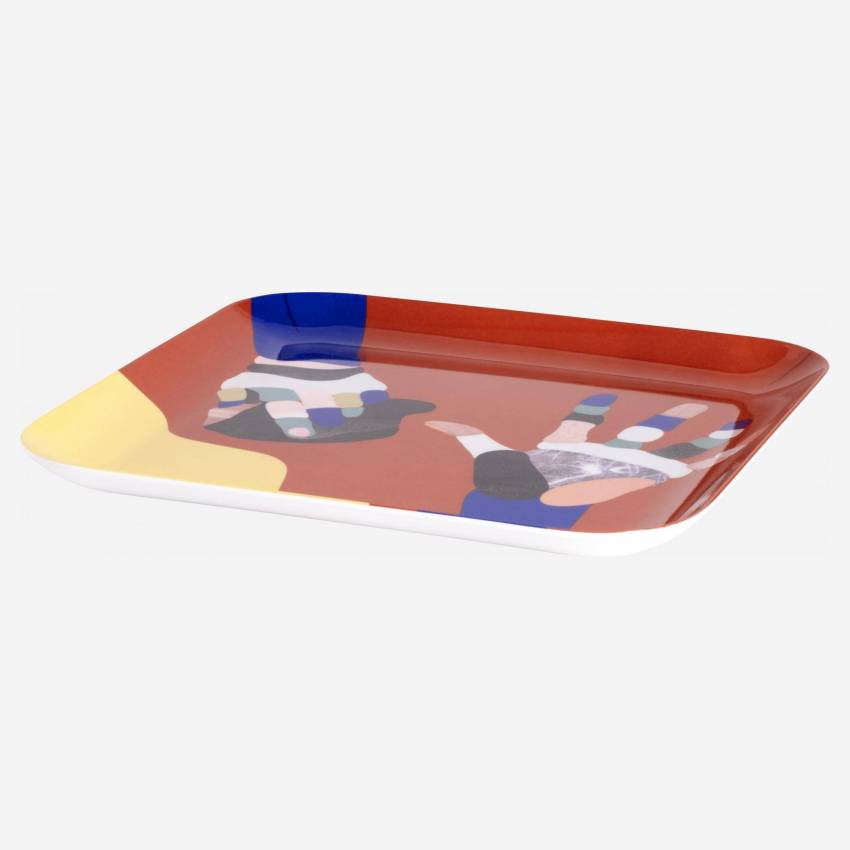 Vierkant dienblad van melamine 25 x 25 cm - Multicolor