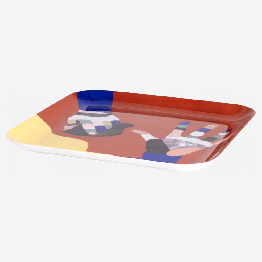 Tabuleiro de servir quadrado de melamina - 25x25cm - Multicolor