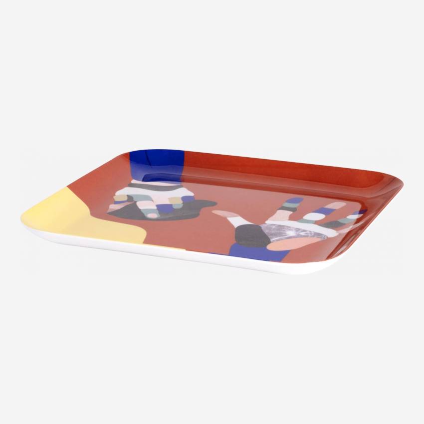 Tabuleiro de servir quadrado de melamina - 25x25cm - Multicolor