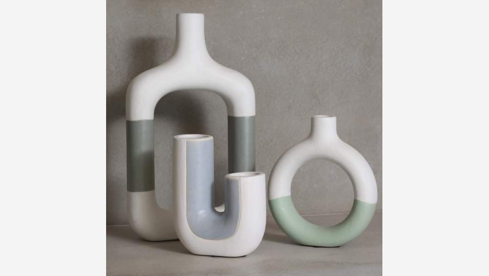 Vase aus Fayence - 20 cm - Cremeweiß