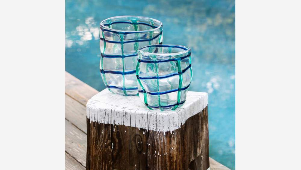 Vase aus mundgeblasenem Glas - 15 x 18 cm - Transparent