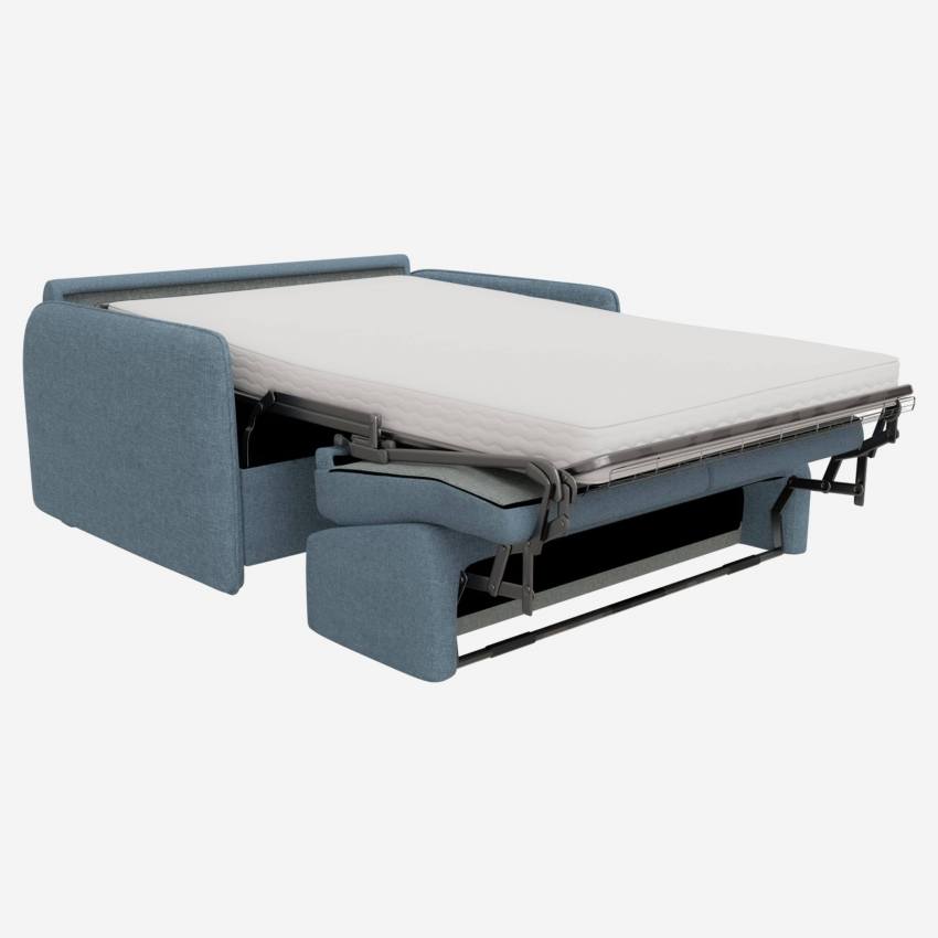 Sofá-cama de tecido 3 lugares c/ sommier de ripas - Cinza Azul