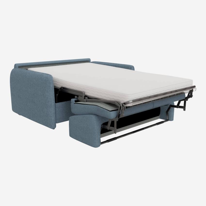 Sofá-cama de tecido 3 lugares c/ sommier de ripas - Cinza Azul