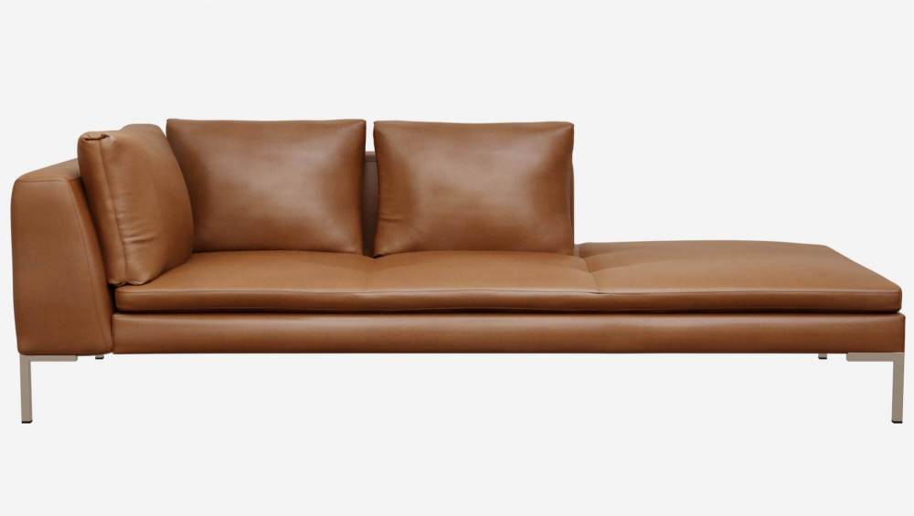 Chaise longue rechts van Vintage Leather leer - Cognac