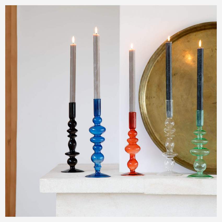 Kerzenständer aus geblasenem Glas - 9 x 27 cm - Blau