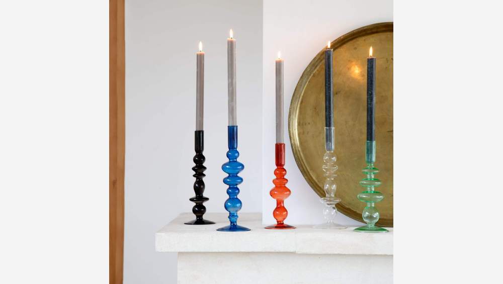 Kerzenständer aus geblasenem Glas - 15 x 29 cm - Rot