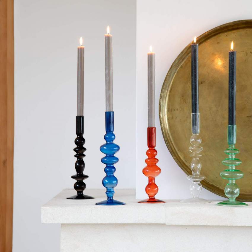 Kerzenständer aus geblasenem Glas - 15 x 32 cm - Transparent