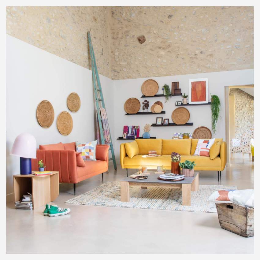 Cuscino in lino ricamato - 45 x 45 cm -Motivo casa - Design by Floriane Jacques