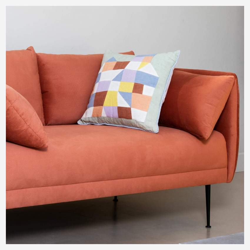 Cuscino in lino ricamato - 45 x 45 cm - Motivo Maison - Design di Floriane Jacques