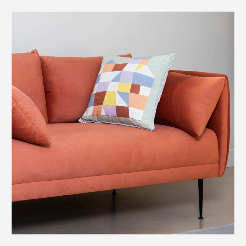 Cuscino in lino ricamato - 45 x 45 cm - Motivo Maison - Design di Floriane Jacques
