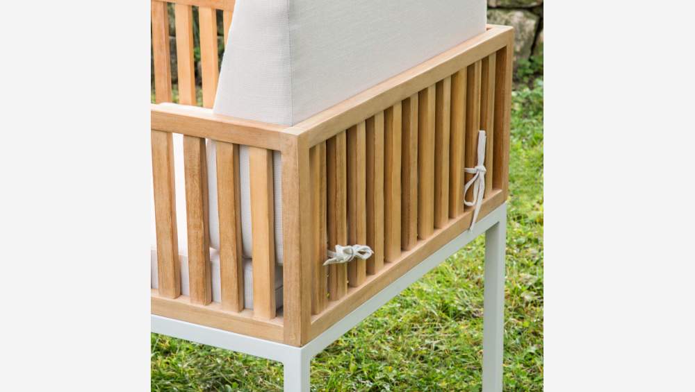 Mobiliário de jardim com 2 cadeirões e mesa em madeira de acácia e aço - Cinzento rola