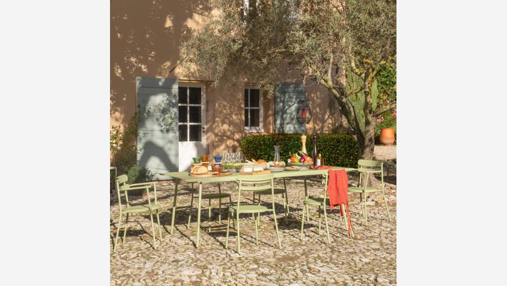 Mesa de jardín de acero - 6 personas - Verde tilo - Design by Studio Brichet-Ziegler
