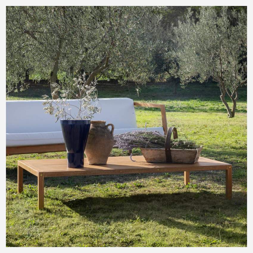 Salotto da giardino con 1 divano + 2 poltrone + 1 tavolino basso in legno di eucalipto