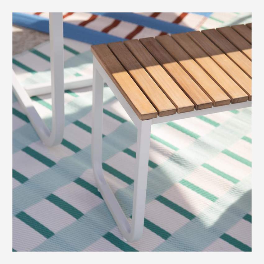 Gartentisch mit 2 Bänken aus Akazienholz und Stahl – Taubengrau