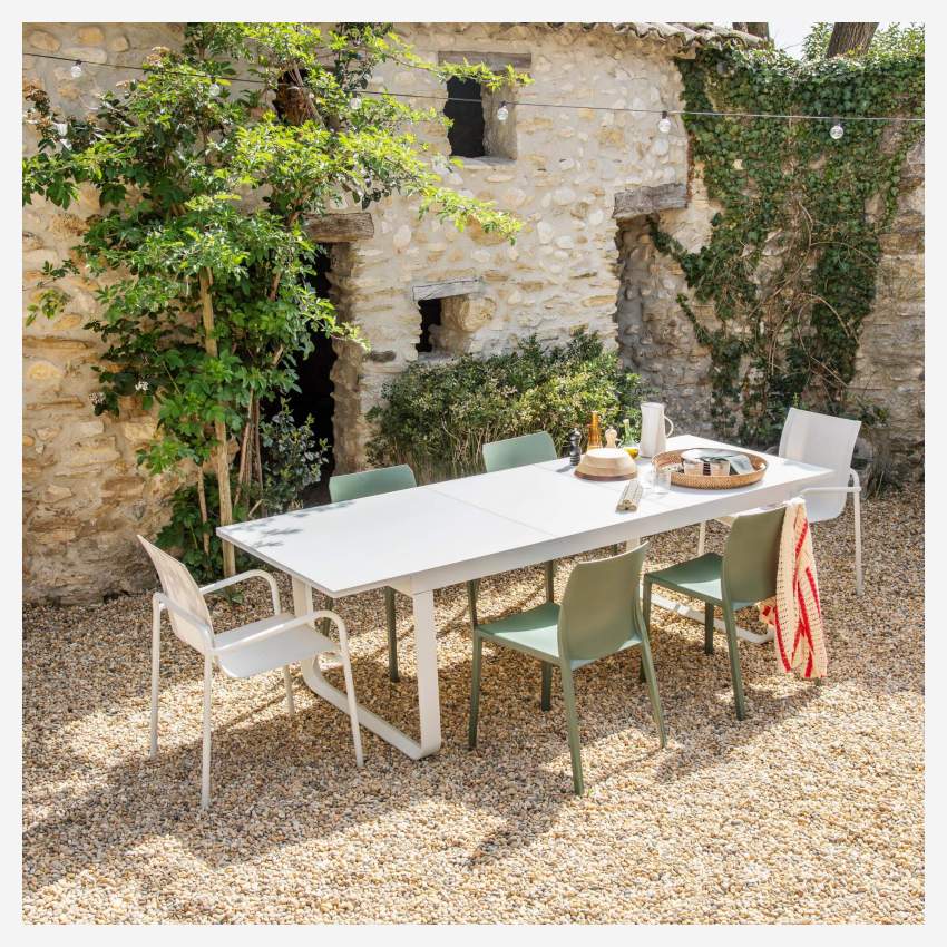 Table à manger de jardin extensible en aluminium - Gris tourterelle