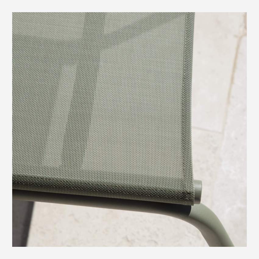 Cadeira lounge em alumínio e textileno - Verde caqui