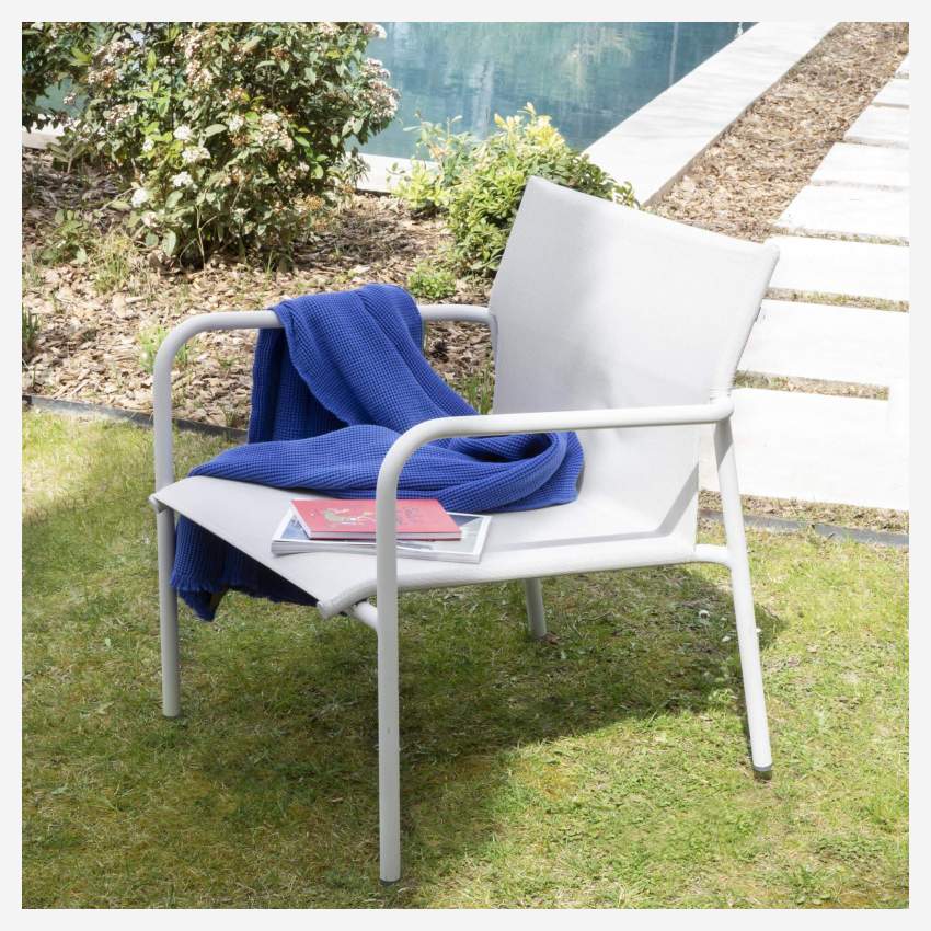 Chaise lounge en aluminium et textilène - Gris tourterelle