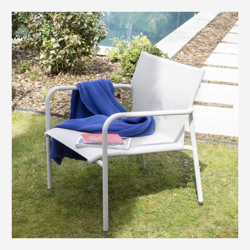 Lounge-Stuhl aus Aluminium und Textylen - Taubengrau