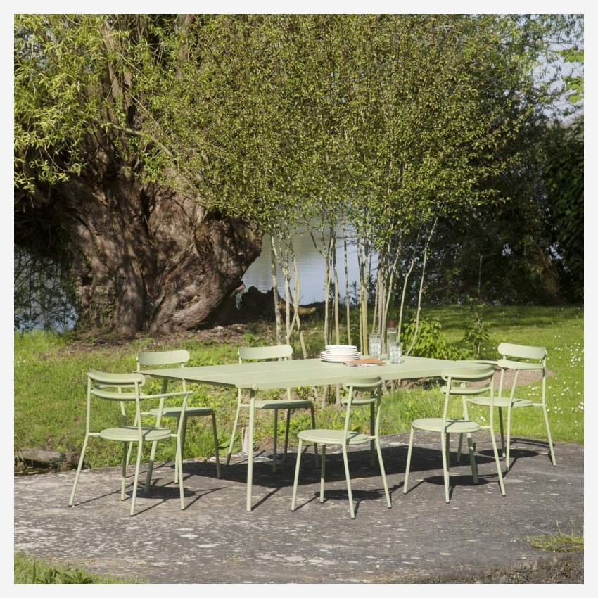 Gartentisch aus Stahl – 8 Personen – Lindgrün – Design des Studios Brichet-Ziegler