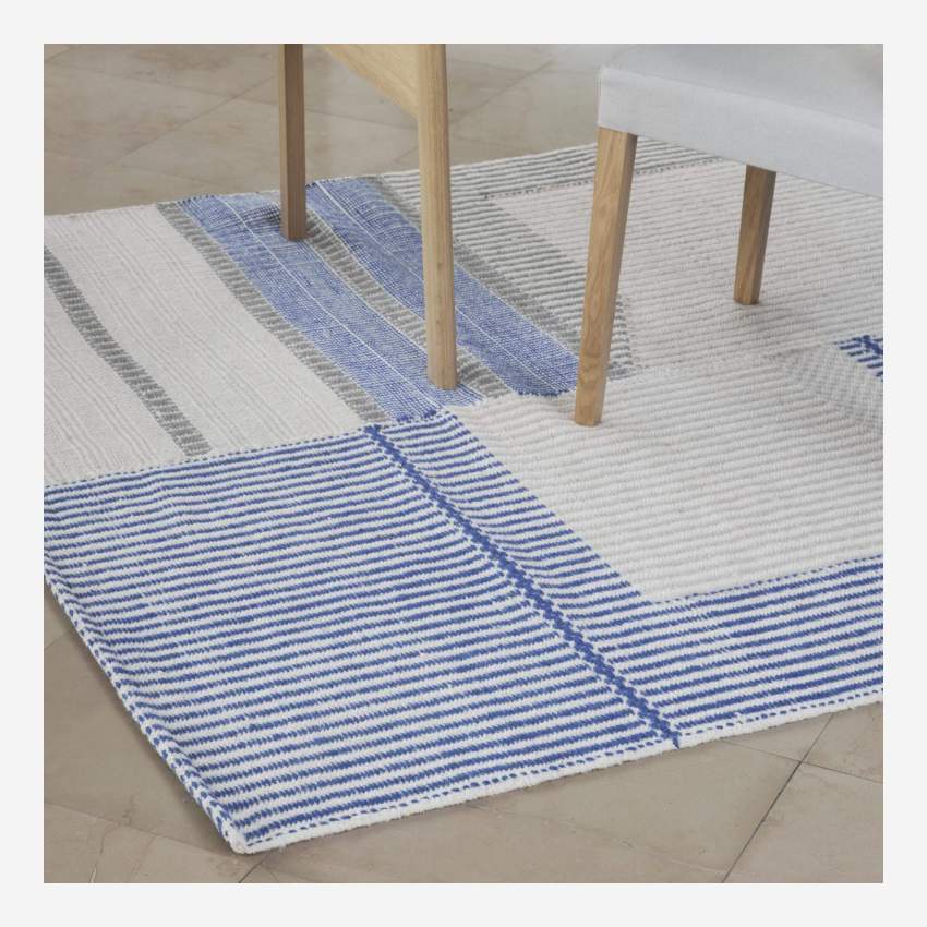 Met de hand geweven tapijt - 170 x 240 cm - Blauw - Design by Floriane Jacques