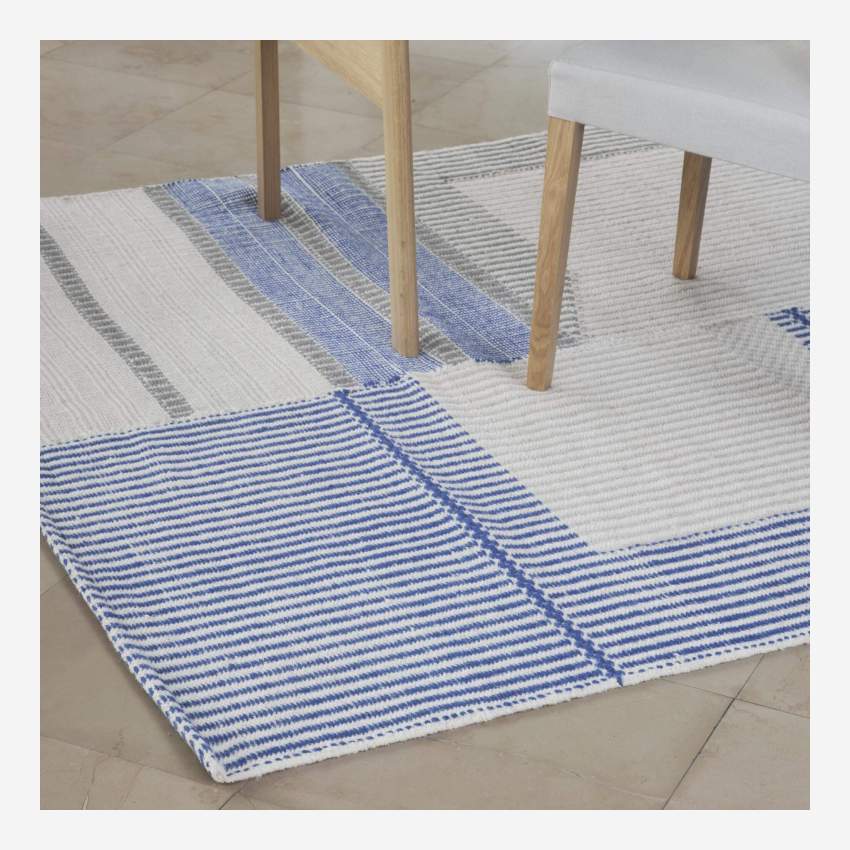 Tappeto tessuto a mano - 170 x 240 cm - Blu - Design by Floriane Jacques