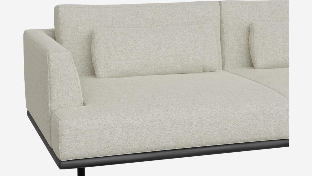 3-Sitzer-Sofa aus Venezia-Stoff - Kreideweiß - Basis aus schwarzem Leder