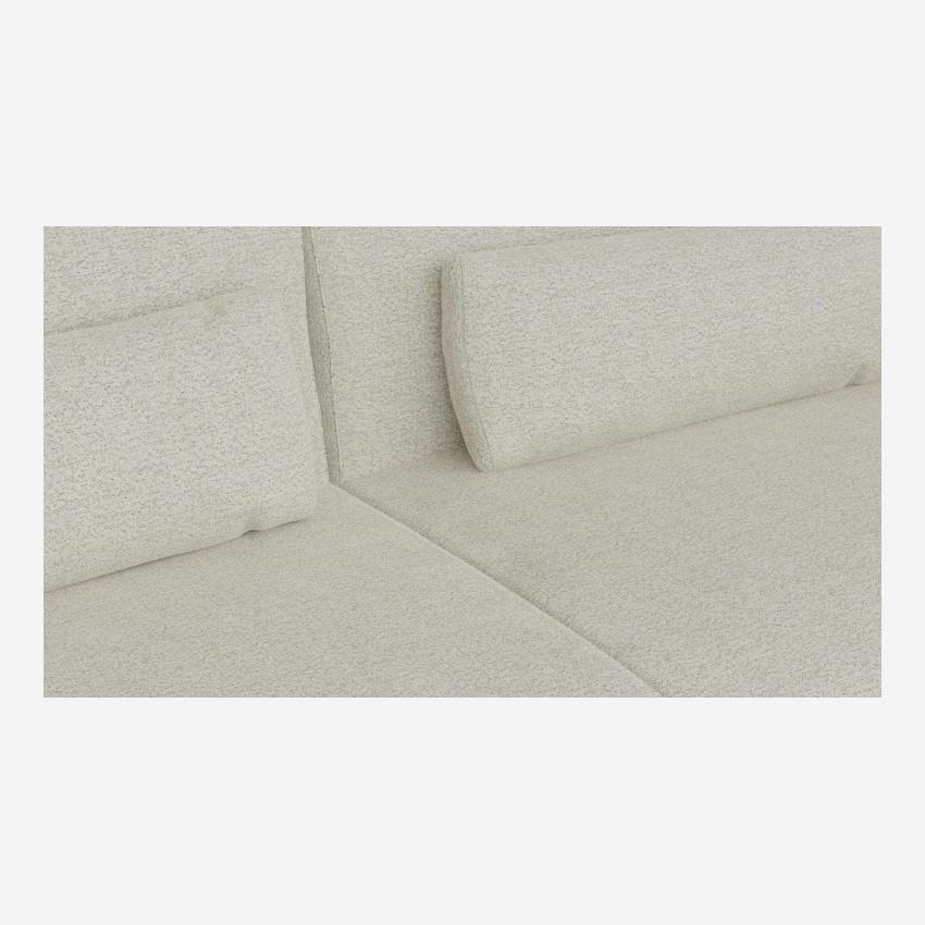 Sofá de 3 plazas en tela Venezia - Blanco roto - Base de piel negra