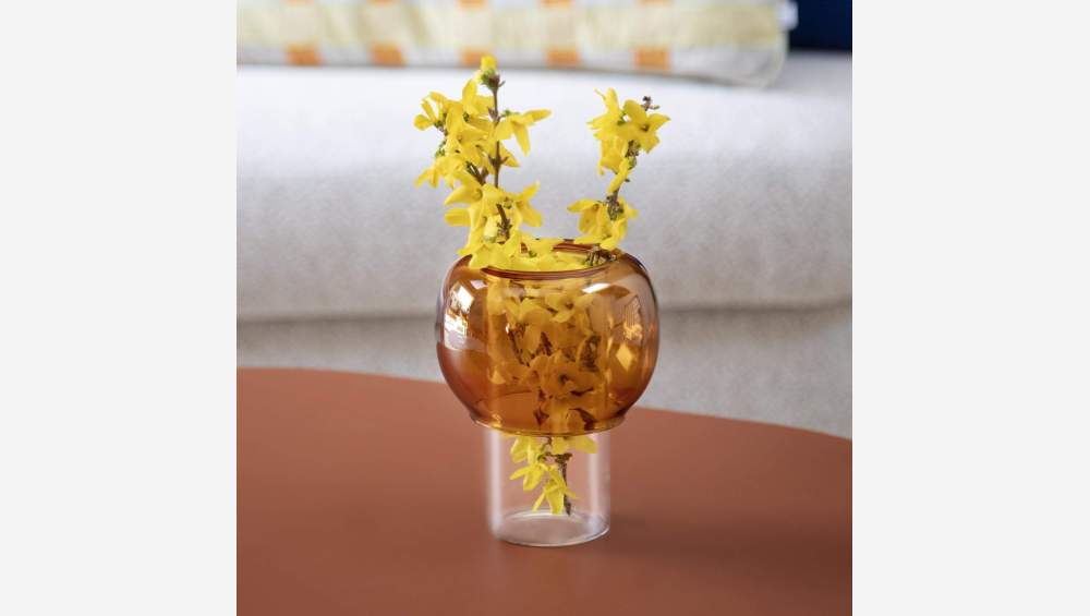 Vase en verre - 13 x 15 cm - Jaune