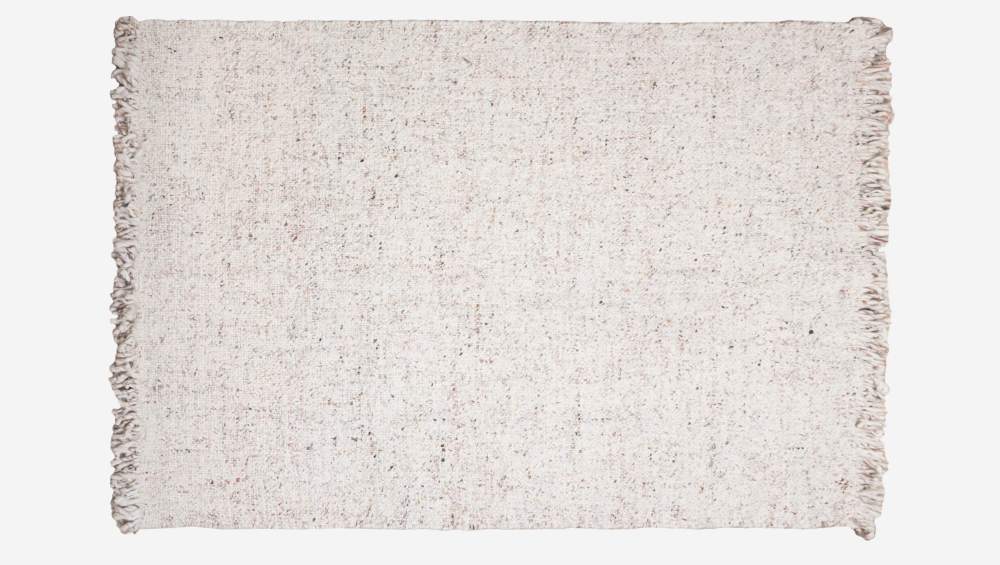 Tapis tissé en laine - 240 x 170 cm - Motif tartan beige