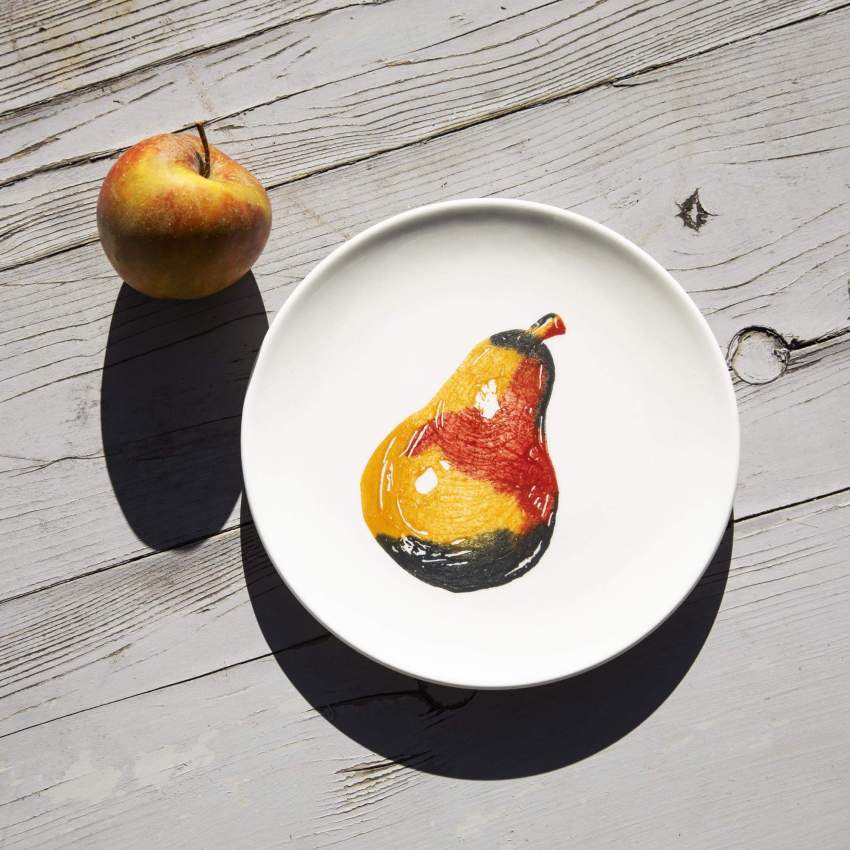 Assiette à dessert en faïence - 21 cm - Motif poire - Design by Floriane Jacques