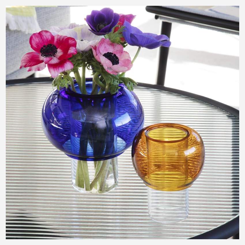 Vase en verre - 13 x 15 cm - Jaune