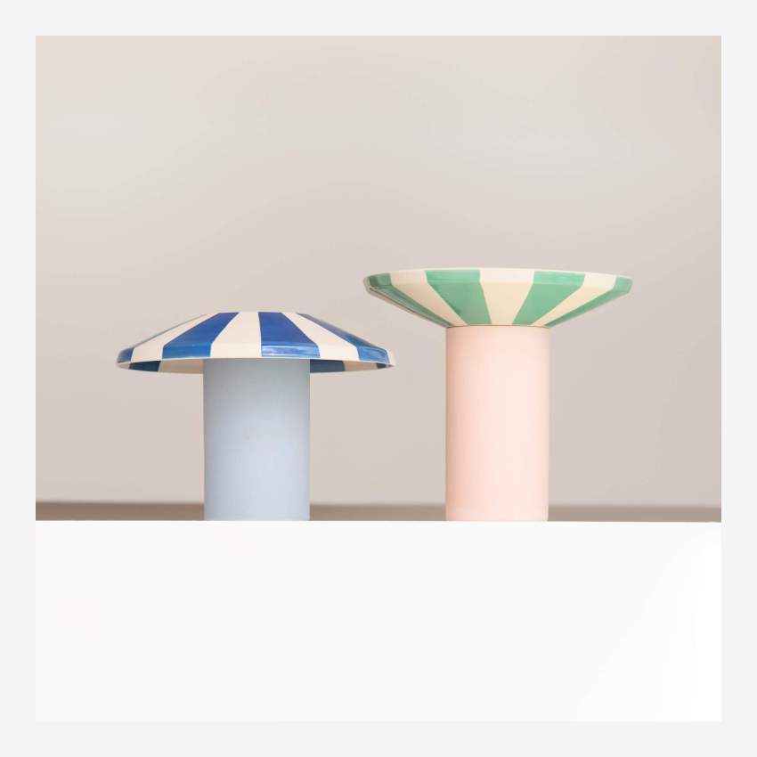Jarra em grés - 21 x 20 cm - Riscas verdes - Design by Chloé Le Cam