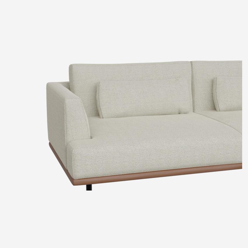3-Sitzer-Sofa aus Venezia-Stoff - Kreideweiß - Basis aus braunem Leder